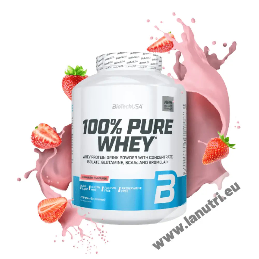 BiotechUsa 100% Pure Whey - Strawberry- 2290g