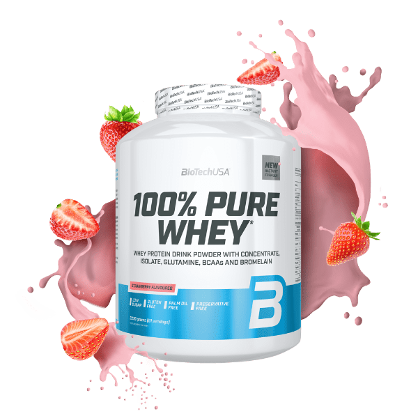 BiotechUsa 100% Pure Whey - Strawberry- 2290g