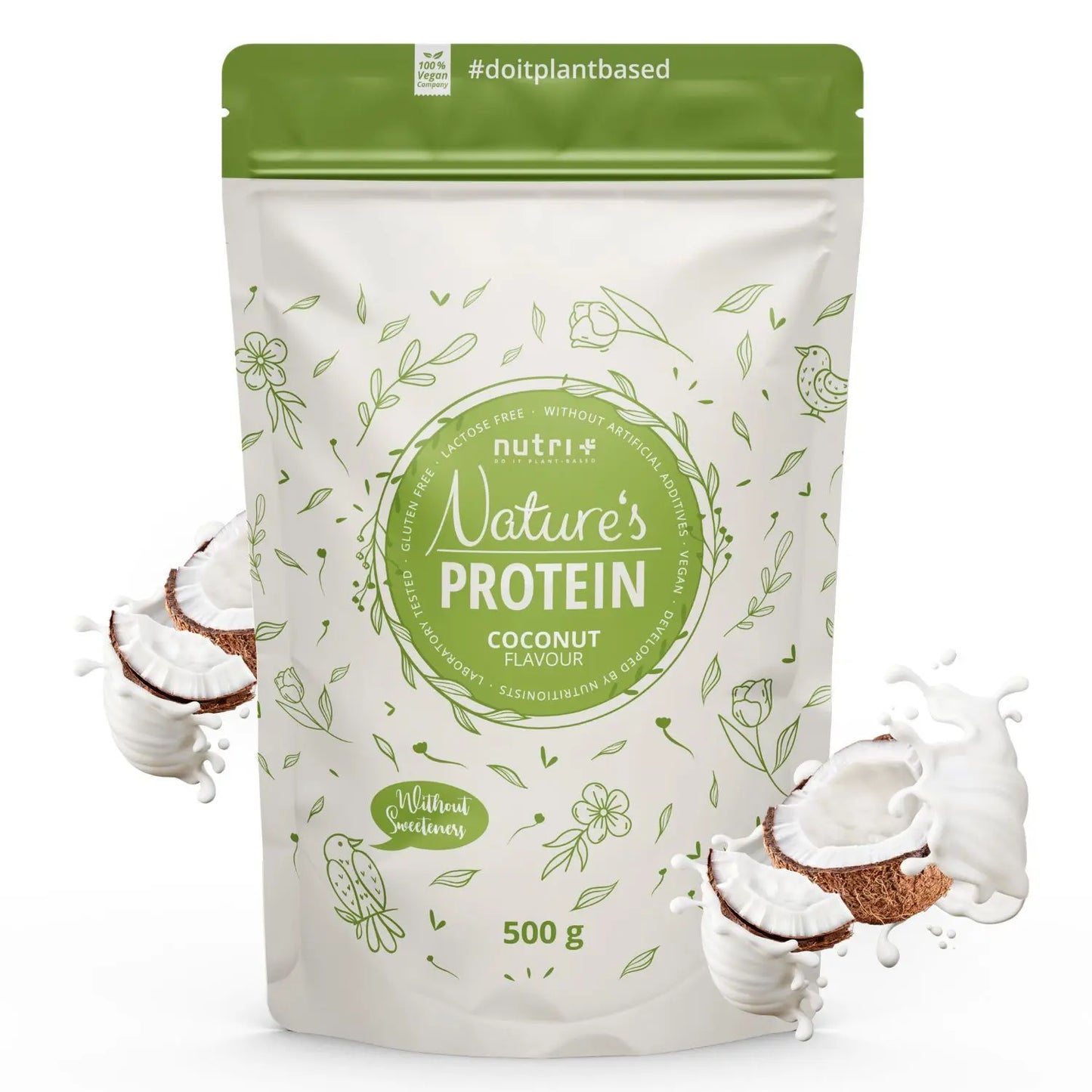 Nutri+ Natures protein coconut flavour 500g nu beschikbaar bij Lanutri
