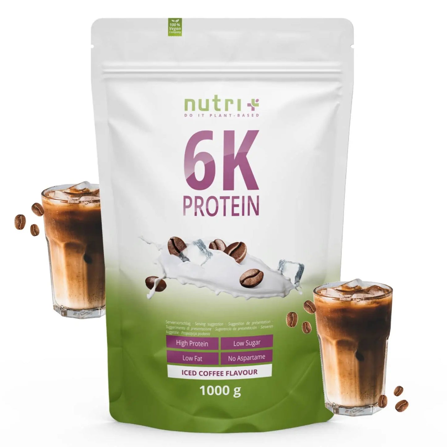 Nutri+ 6K protein eiwitpoeder Iced coffee flavor 1kg nu beschikbaar bij Lanutri