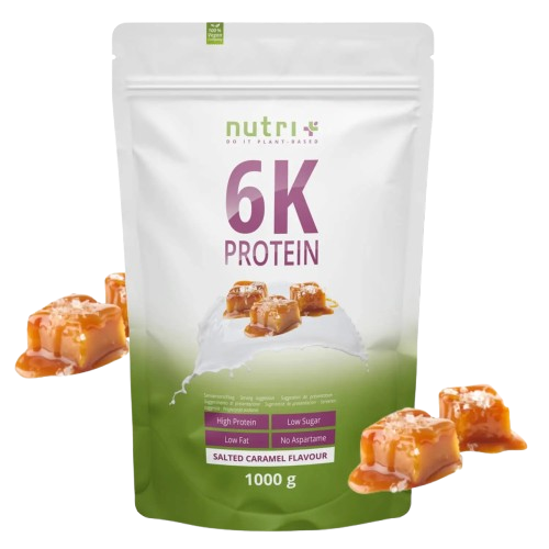 Nutri+ 6K protein eiwitpoeder Salted caramel flavor 1kg nu beschikbaar bij Lanutri