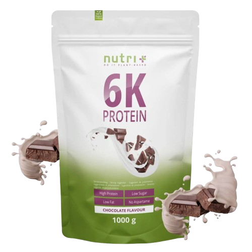 Nutri+ 6K protein eiwitpoeder chocolate flavor 1kg nu beschikbaar bij Lanutri