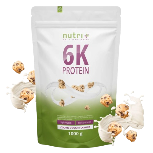 Nutri+ 6K protein eiwitpoeder cookie dough flavor 1kg nu beschikbaar bij Lanutri