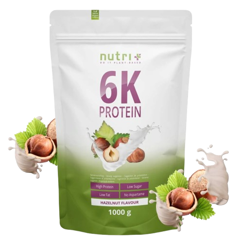 Nutri+ 6K protein eiwitpoeder hazelnut flavor 1kg nu beschikbaar bij Lanutri