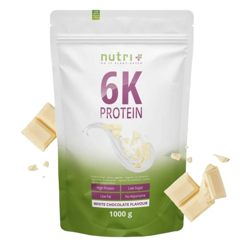 Nutri+ 6K protein eiwitpoeder white chocolate flavor 1kg nu beschikbaar bij Lanutri