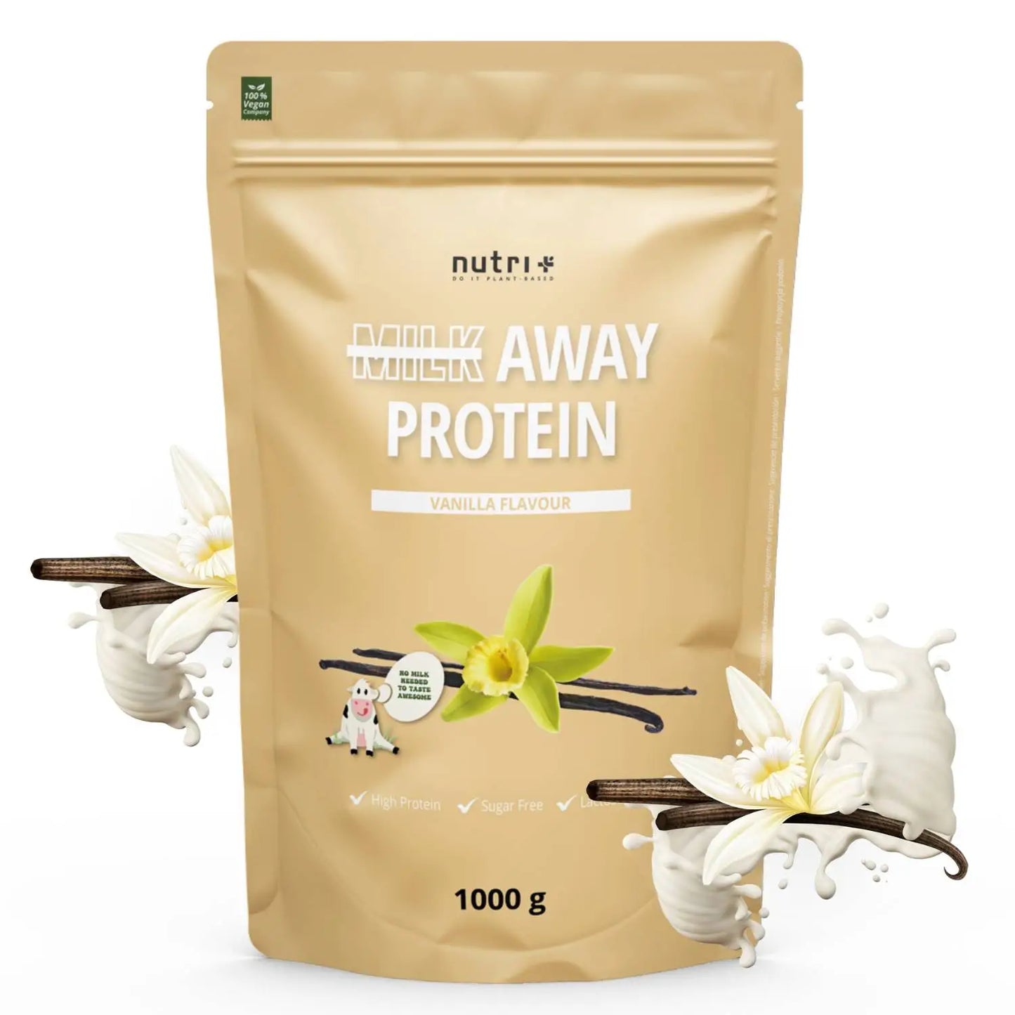 Nutri+ Milk away protein 1kg smaak vanille nu beschikbaar bij Lanutri