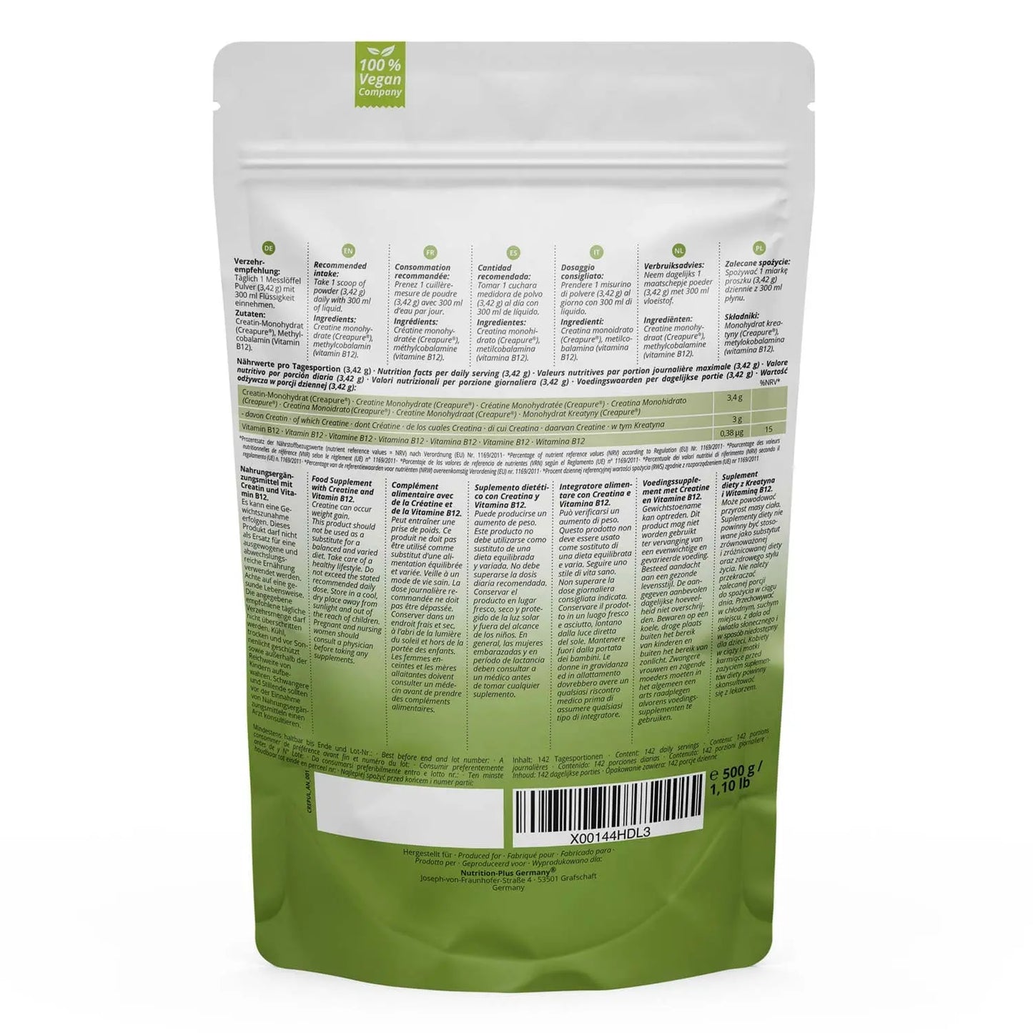 Nutri+ creatine powder nutri facts