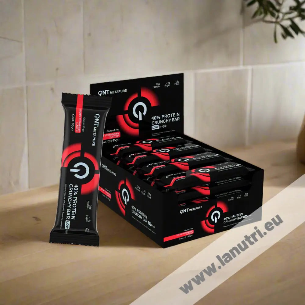 QNT  Metapure 40% Protein Crunchy Bar 
 - Strawberry - 12x65g 
